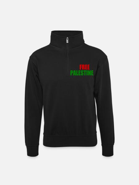 Free palestine - Unisex sweater with zip collar - black