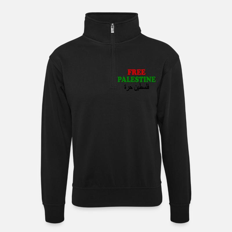 Free palestine فلسطين حرة - Unisex sweater with zip collar - black