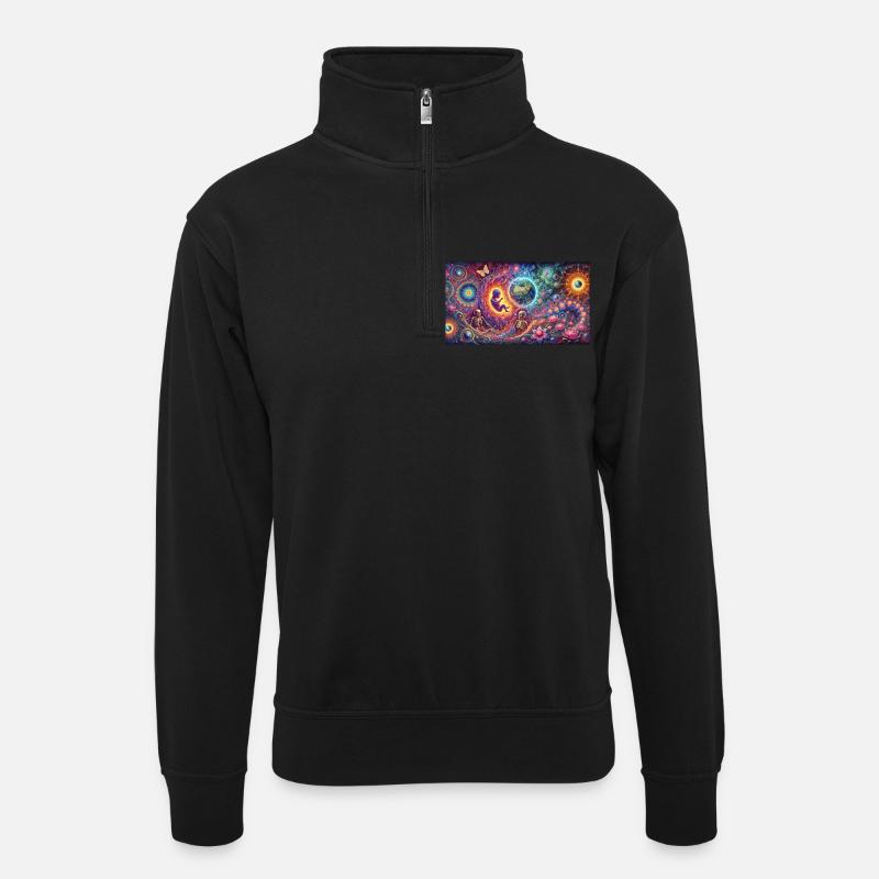 psyverse3000 - Unisex Pullover mit Zip-Kragen - Schwarz