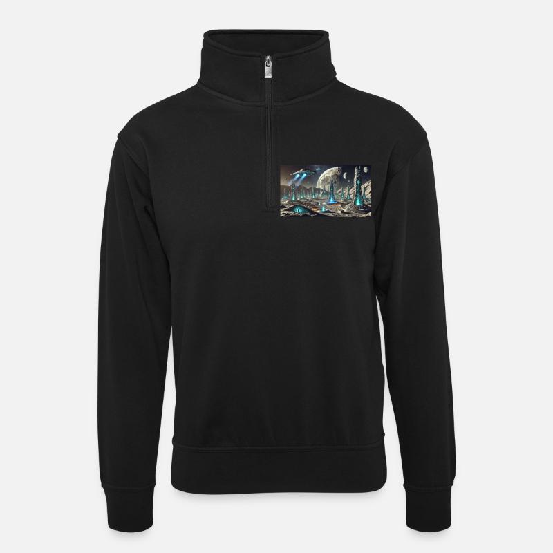 2F964662 0990 4566 ADFB CA4AD4A26B8F - Unisex Pullover mit Zip-Kragen - Schwarz