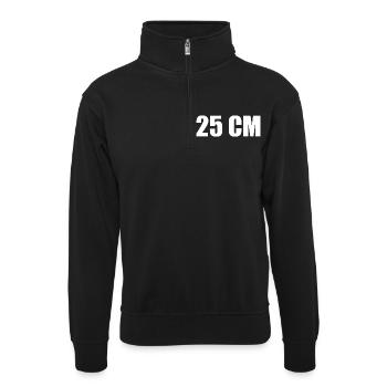 25 cm - Unisex Pullover mit Zip-Kragen - Schwarz - Vorne
