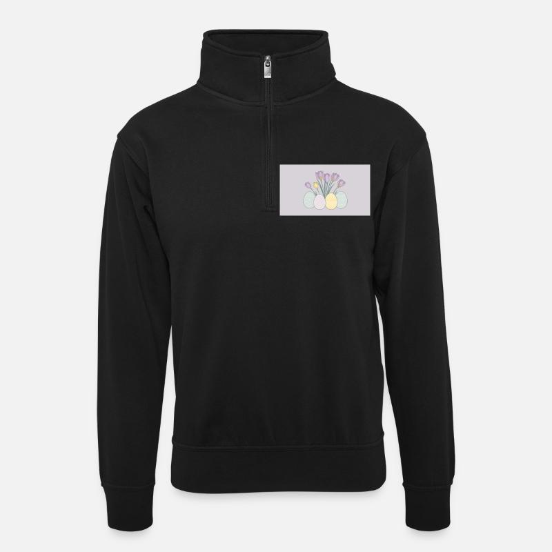 Easter Crocuses - Unisex sweater with zip collar - black
