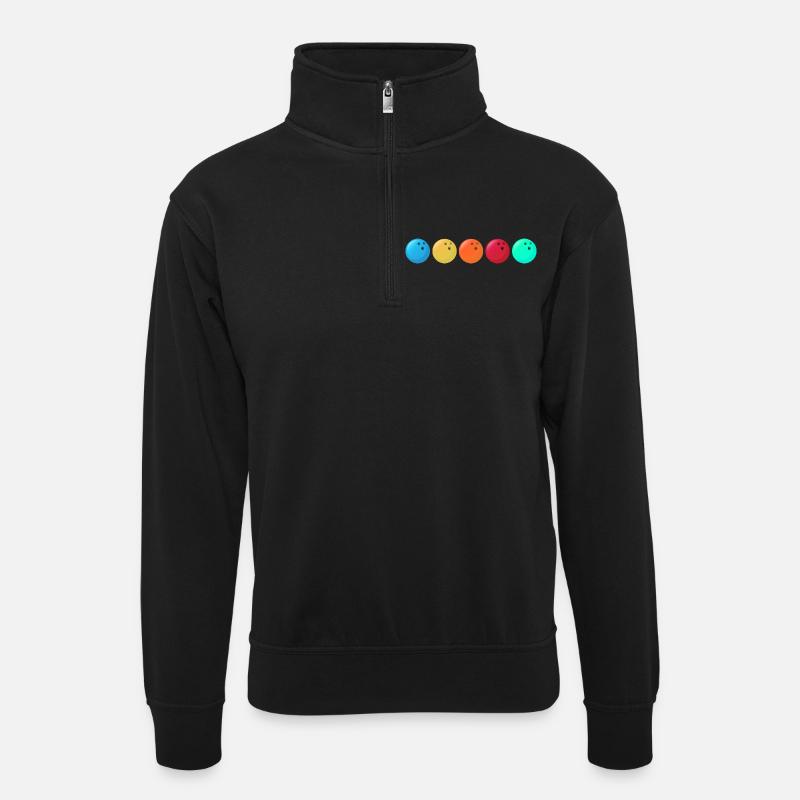 bowling bowlingteamkleidung strike bowlingbahn - Unisex Pullover mit Zip-Kragen - Schwarz
