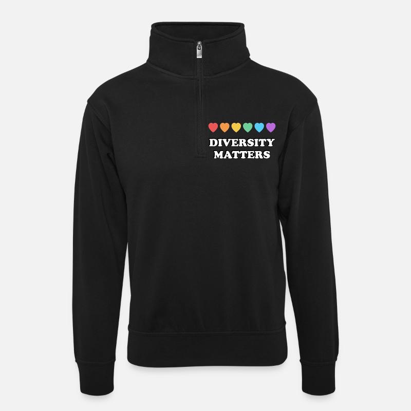 La diversité compte Rainbow Hearts - Sweat col montant zippé unisexe - noir