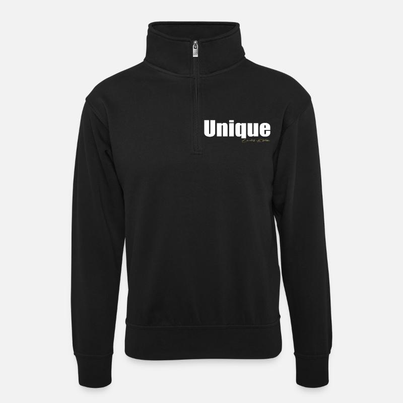 Unique - Unisex sweater with zip collar - black