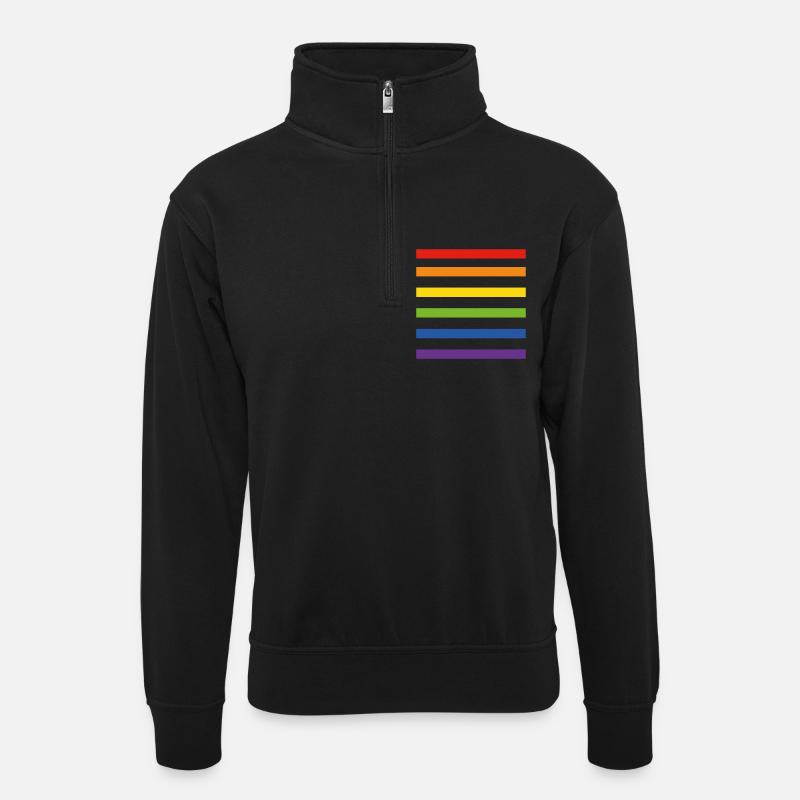 Rainbow Flag - Unisex sweater with zip collar - black