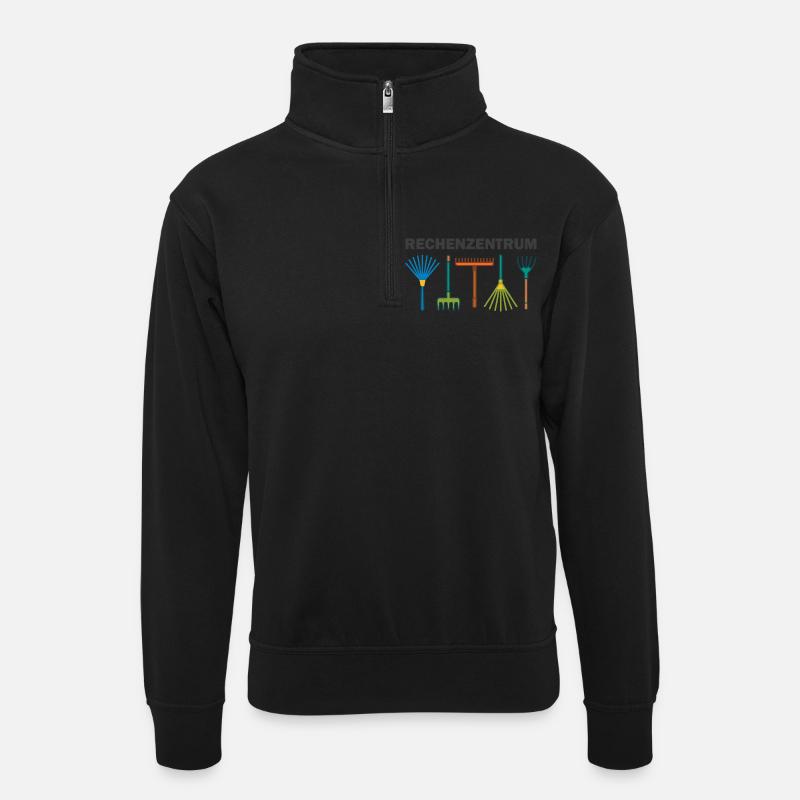 Rechenzentrum - Unisex Pullover mit Zip-Kragen - Schwarz