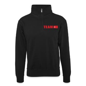 Support-Team Türkei - Unisex Pullover mit Zip-Kragen - Schwarz - Vorne