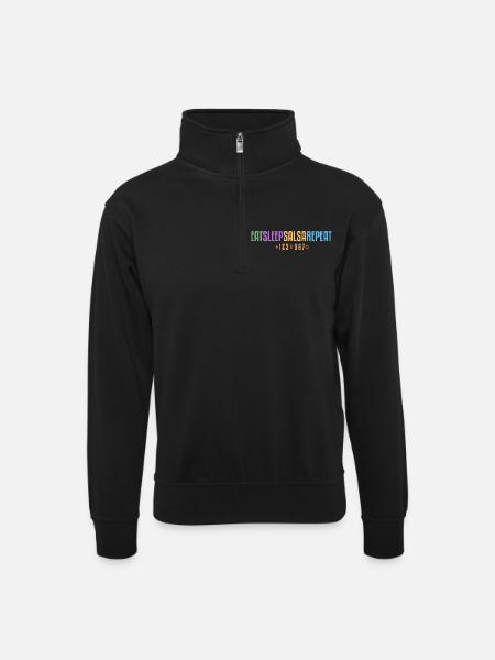 Eat Sleep Salsa Repeat – 123-567 - Unisex Pullover mit Zip-Kragen - Schwarz