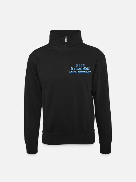 Bier ist - Unisex Pullover mit Zip-Kragen - Schwarz