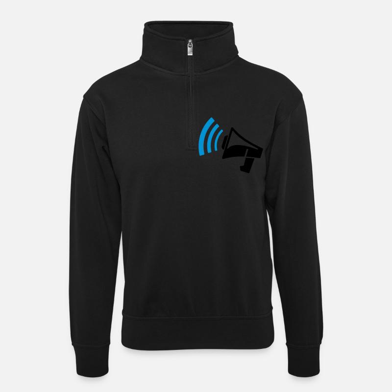 Megaphon Geschenk - Unisex Pullover mit Zip-Kragen - Schwarz
