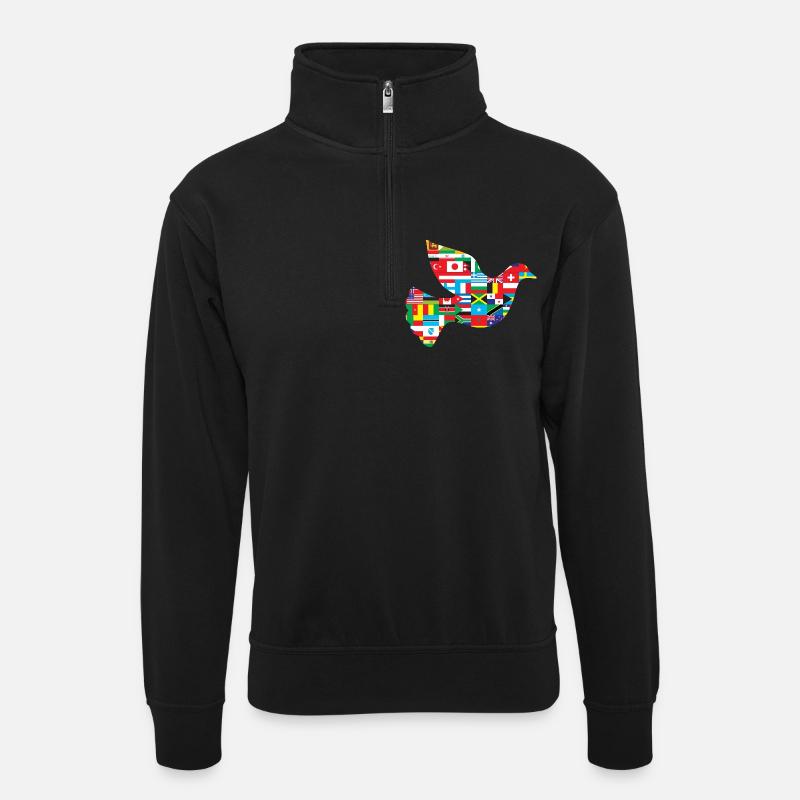 weltfrieden - Unisex Pullover mit Zip-Kragen - Schwarz