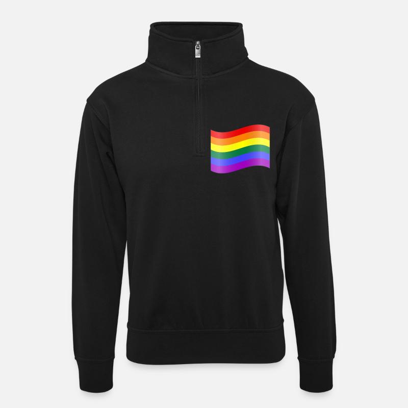 Rainbow Flag - Unisex sweater with zip collar - black