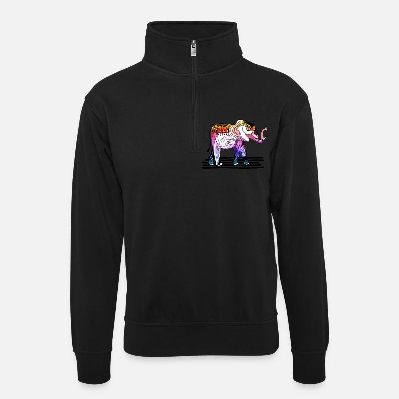 éléphant - Sweat col montant zippé unisexe - noir