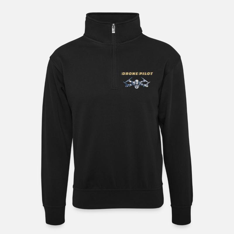 Drohnen Pilot Drone Pilot - Unisex Pullover mit Zip-Kragen - Schwarz