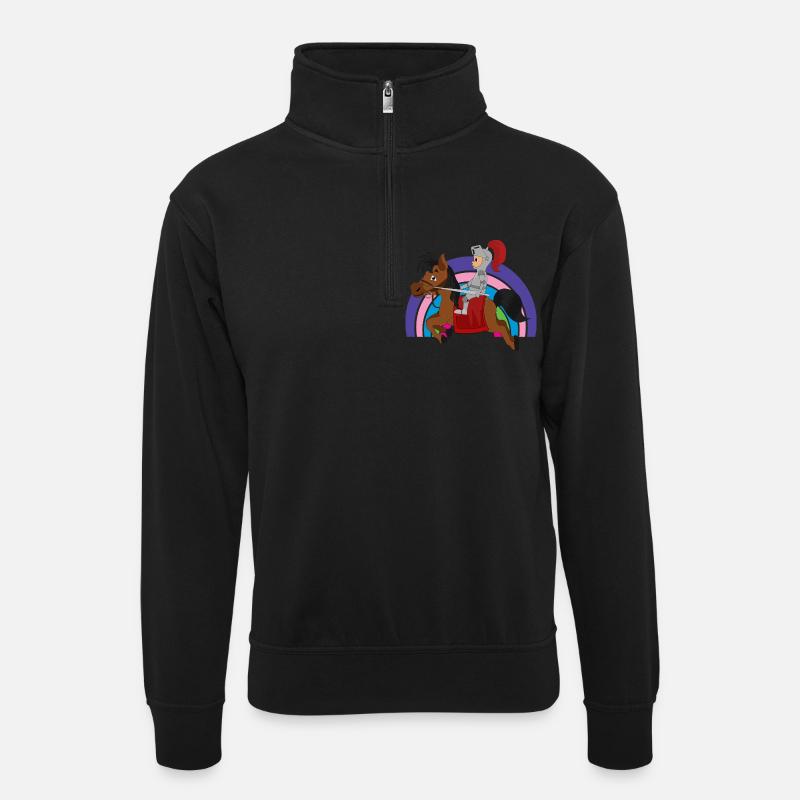Ritter Knight - Unisex Pullover mit Zip-Kragen - Schwarz