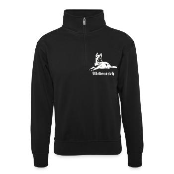 Altdeutscher Schäferhund - Unisex Pullover mit Zip-Kragen - Schwarz - Vorne