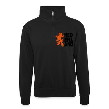nederland leeuw oranje 2c - Sweat col montant zippé unisexe - noir - Devant