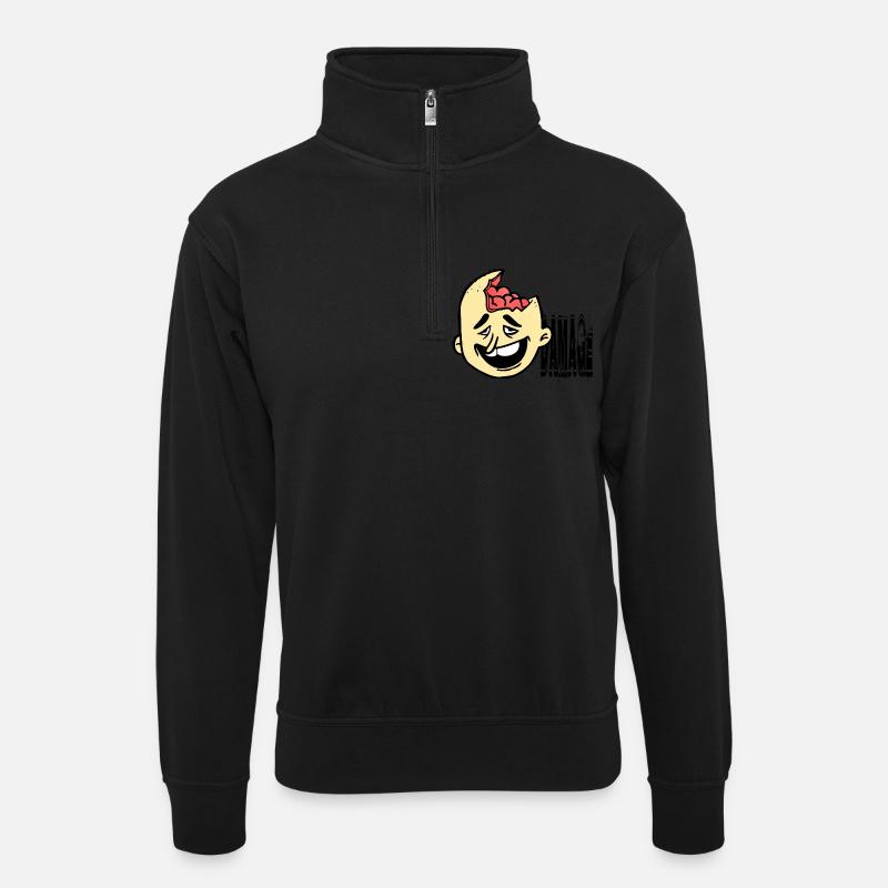 Stupid obstructs idiot - Unisex sweater with zip collar - black