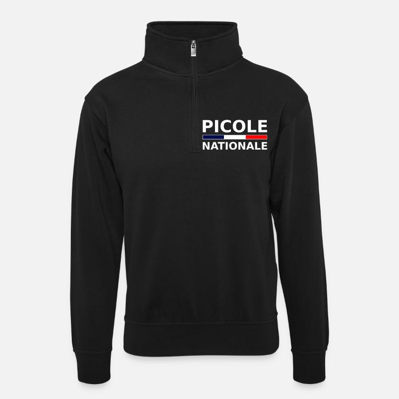 picole nationale - Unisex Pullover mit Zip-Kragen - Schwarz