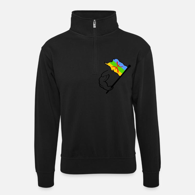 Drapeau amazigh - Sweat col montant zippé unisexe - noir
