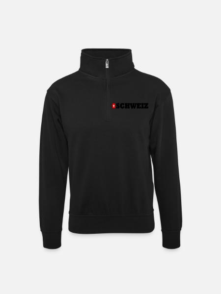 Schweiz - Unisex Pullover mit Zip-Kragen - Schwarz