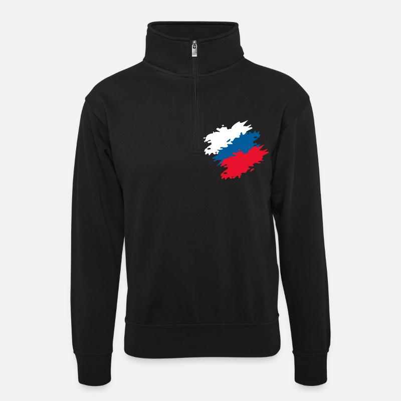 Tschechien - Unisex Pullover mit Zip-Kragen - Schwarz