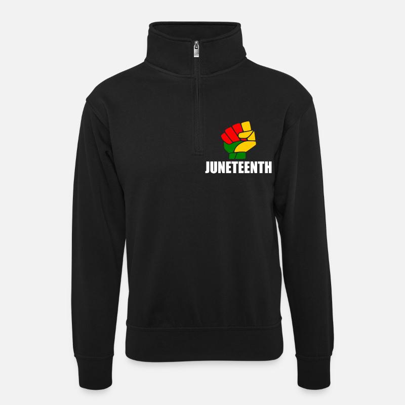 juneteenth - Unisex sweater with zip collar - black