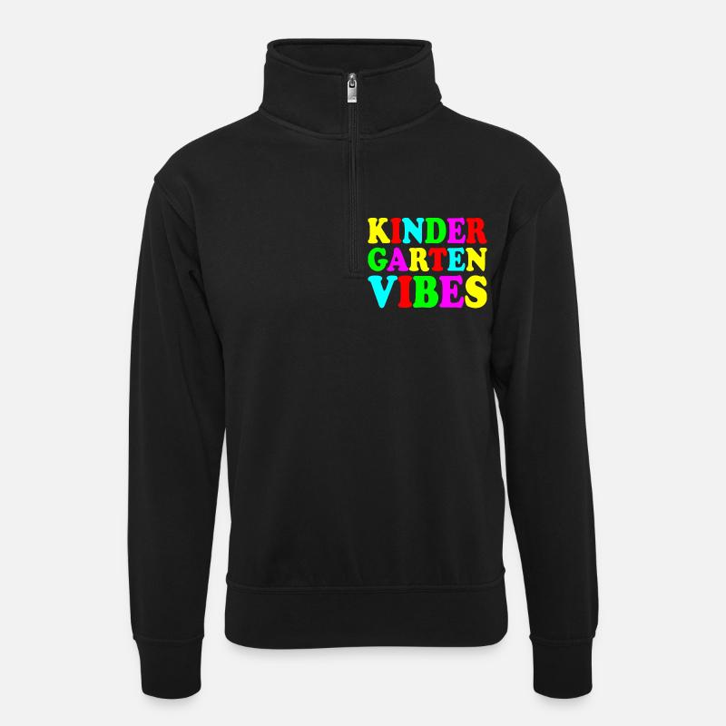 kindergarten vibes - Unisex Pullover mit Zip-Kragen - Schwarz