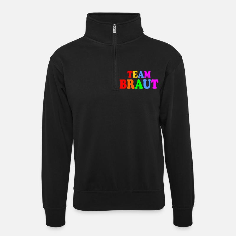 Team groom - Unisex Pullover mit Zip-Kragen - Schwarz