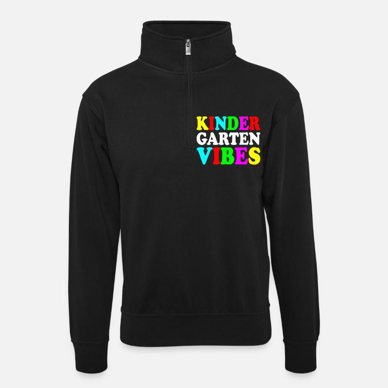 kindergarten vibes - Unisex sweater with zip collar - black