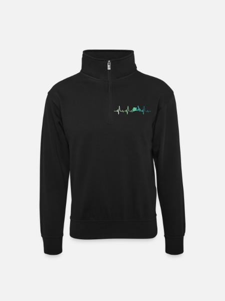 Scooter-Herzschlag-Mopedroller - Unisex Pullover mit Zip-Kragen - Schwarz