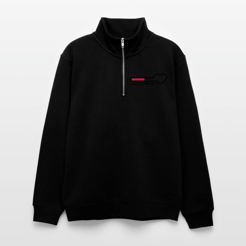 love_is_loading_2c Unisex sweater with zip collar