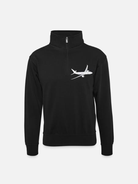 Flugzeug - Unisex Pullover mit Zip-Kragen - Schwarz