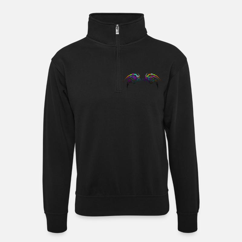 Neon Tribal Design - Unisex Pullover mit Zip-Kragen - Schwarz