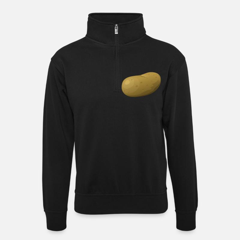 Potato Gift Idea - Unisex sweater with zip collar - black