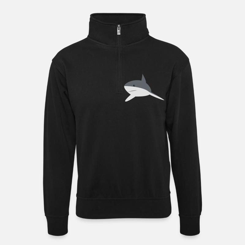 shark - Unisex Pullover mit Zip-Kragen - Schwarz