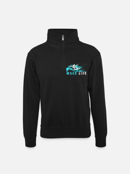 Wakeboarder Geschenk Wakeboard Wasserski - Unisex Pullover mit Zip-Kragen - Schwarz