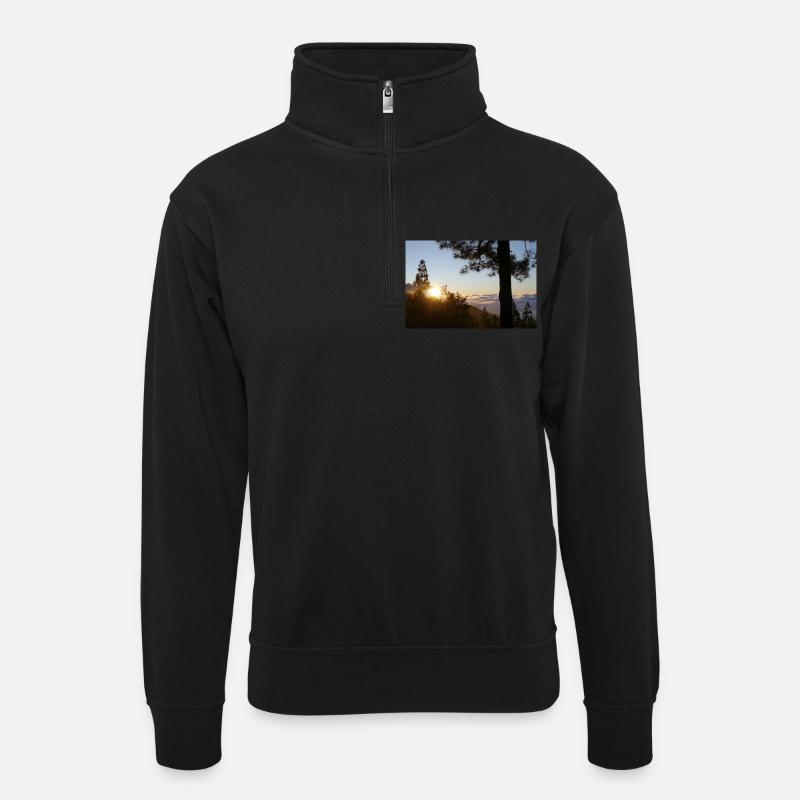 Teide, Teneriffa - Unisex Pullover mit Zip-Kragen - Schwarz