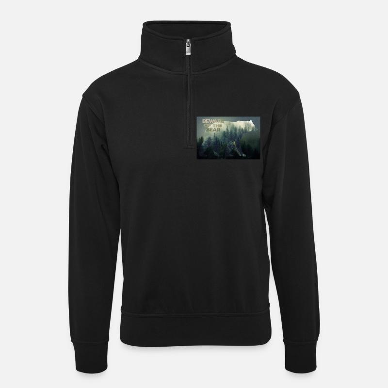 Wildnis Bären Poster - Unisex Pullover mit Zip-Kragen - Schwarz