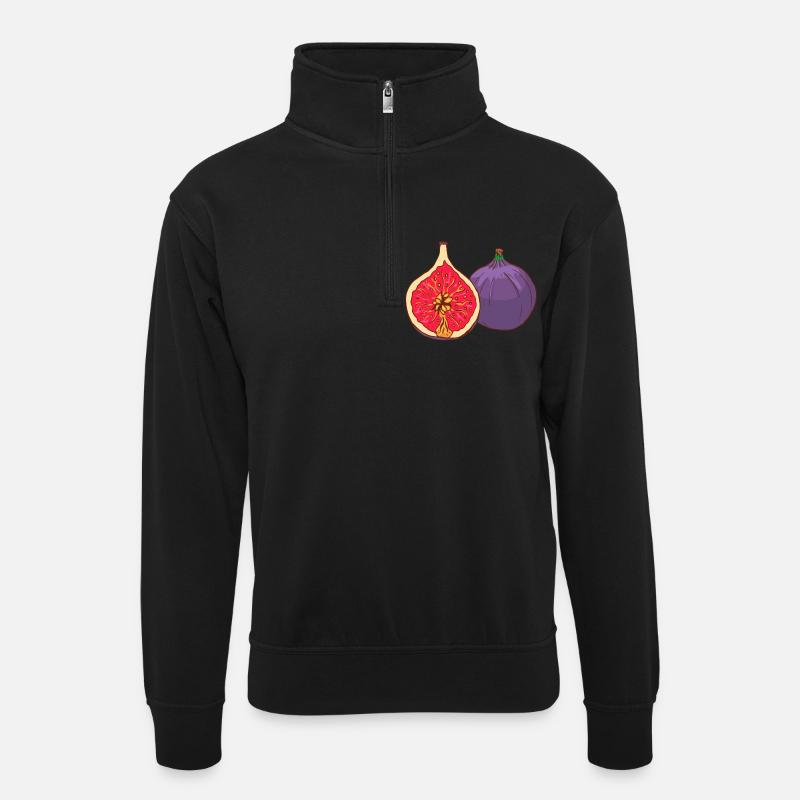 Echte Feigen - Unisex Pullover mit Zip-Kragen - Schwarz