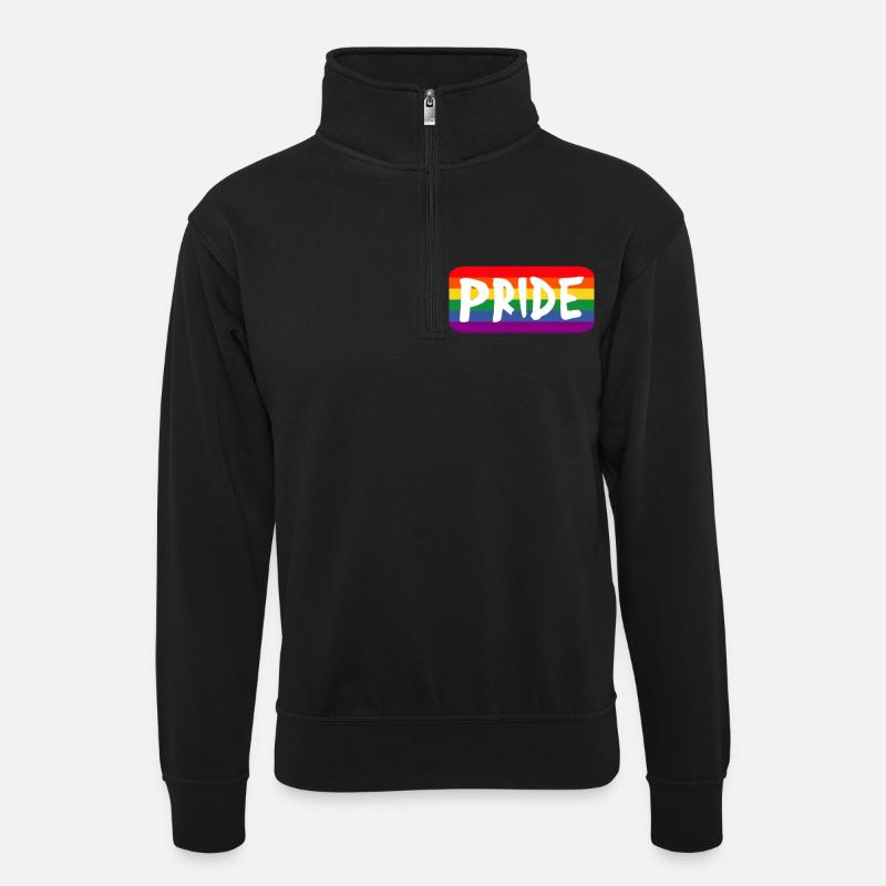 Pride rainbow - Unisex sweater with zip collar - black