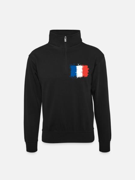 France flag - Unisex sweater with zip collar - black