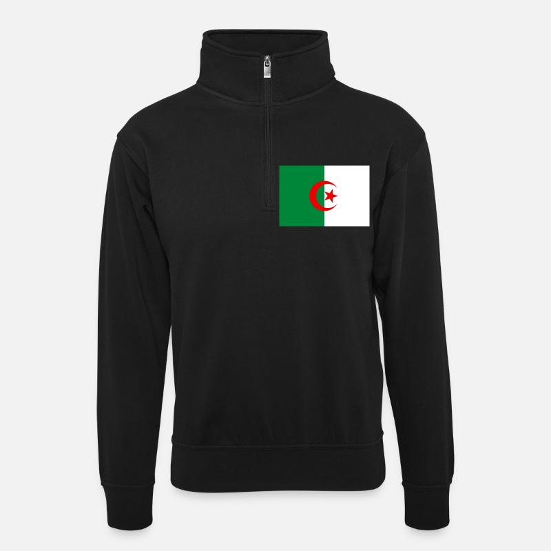 Drapeau de l'Algérie - Sweat col montant zippé unisexe - noir