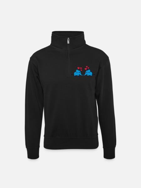 elefant_love - Unisex sweater with zip collar - black