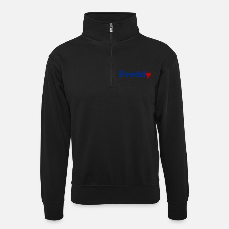 Freddy mit Herz - Unisex sweater with zip collar - black