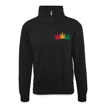 Marijuana - Unisex sweater with zip collar - black - Front