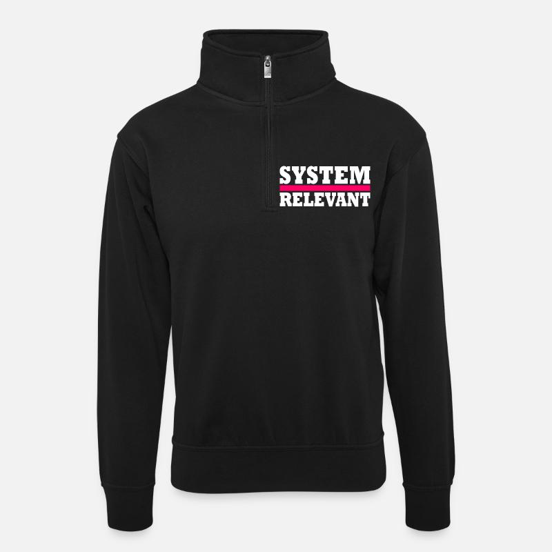 System relevant - Unisex sweater with zip collar - black