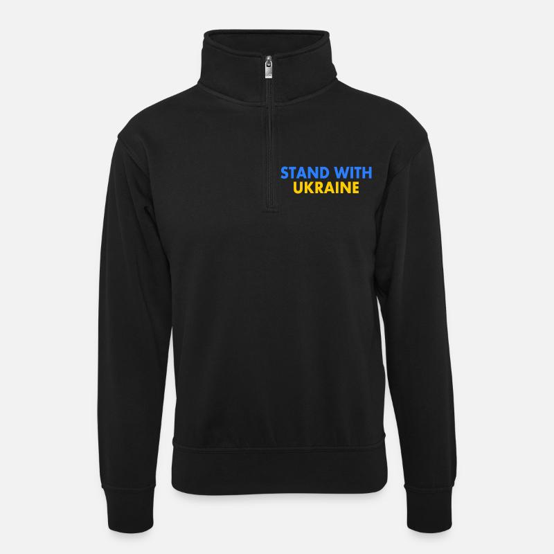 stand with ukraine - Unisex Pullover mit Zip-Kragen - Schwarz