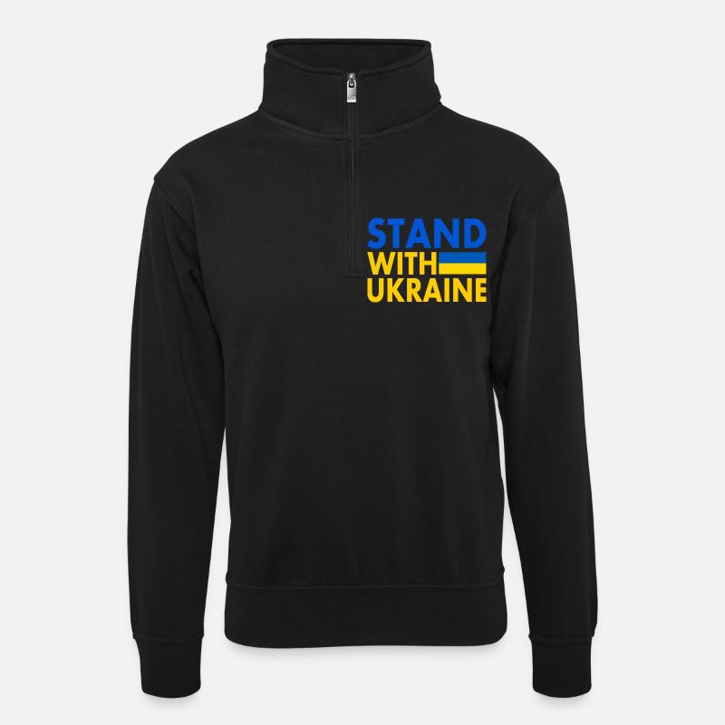 stand with ukraine - Unisex Pullover mit Zip-Kragen - Schwarz